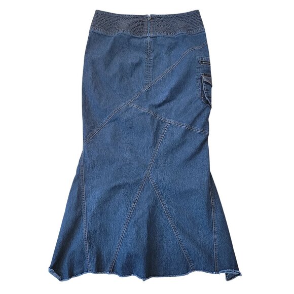 Bisou Bisou Denim Skirt 8 Blue Fishtail Stretch Mermaid Trumpet Whimsygoth - Picture 5 of 7